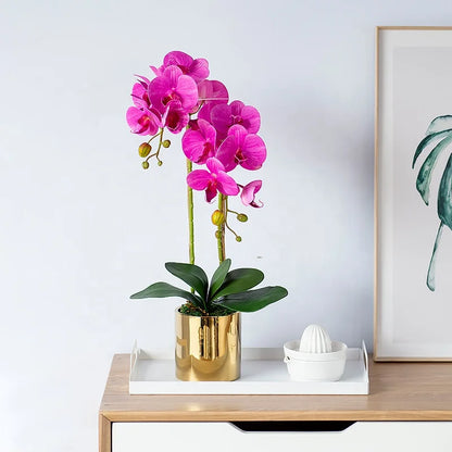Wholesale Plastic Orchid Plants with Plastic Leaves and Flowers for Home and Garden Decoration Orchid Artificial