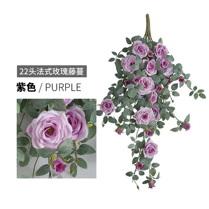 80cm Artificial Rose Vine Fabric Decor Indoor Use Shrubs Plant Elegant Indoor Ornament