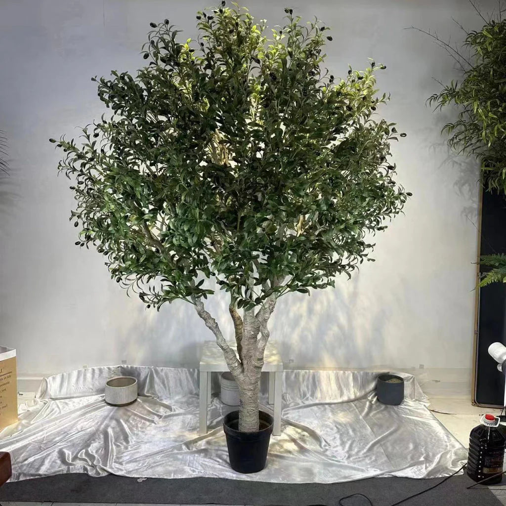 8ft Modern Large Garden Decoration Artificial Green Olive Tree with PE Trunk and Faux Plastic Poles 5-7 Days Delivery