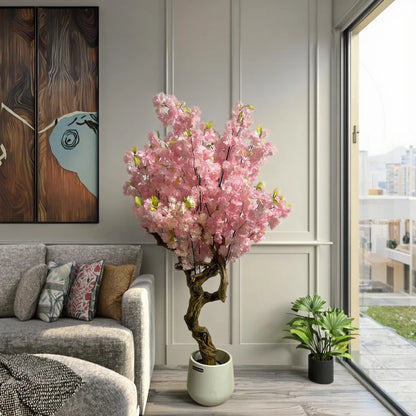 Faxu Durable Eye-Catching Simulated Rose Tree Artificial Flower 180CM Fabric Handmade High Simulation Plastic Pot Rectangular