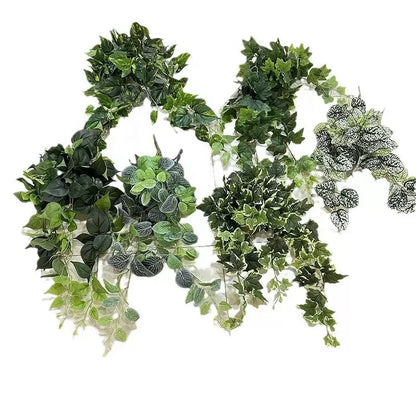 OV Brand Indoor Green Plant Rattan with Plastic Vine and Green Leaf Ceiling Decor Fabric Material in 60cm/80cm/120cm Sizes