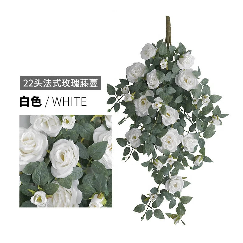 Stylish 80cm Artificial Rose Vine Rattan Wall Decor Unique Fabric Indoor Plants Shrubs OV Brand 3-5 Days Delivery