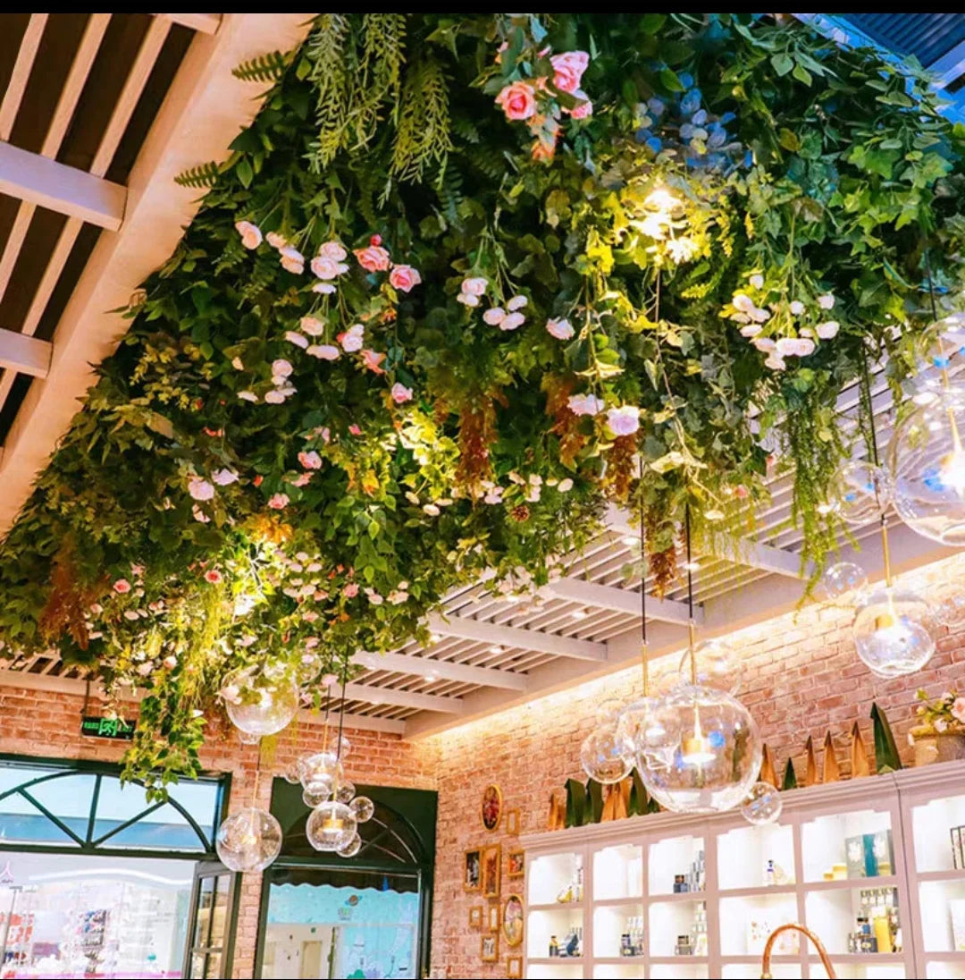 Faxu Christmas Tree Ceiling Decoration Vertical Green Plants and Flowers Wedding Ornament