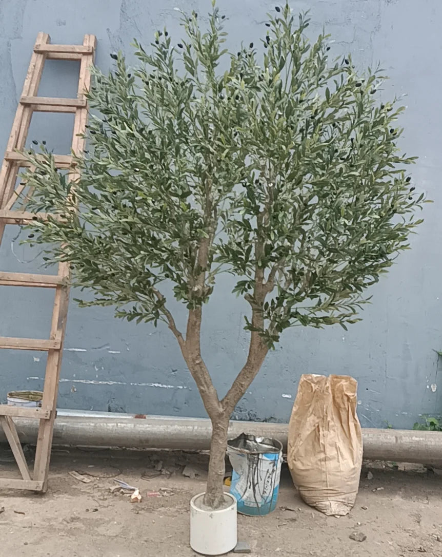 8FT Detachable Artificial Large Olive Tree Decorative Fiberglass Trunk for Hotels for Christmas Decorations