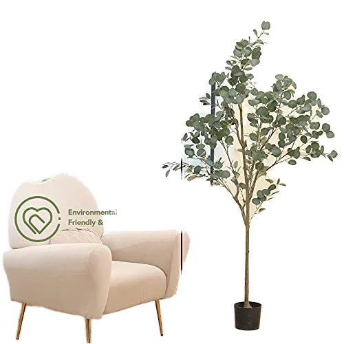 5ft Artificial Eucalyptus Tree Indoor and Outdoor Plastic Decoration Planted Money Tree