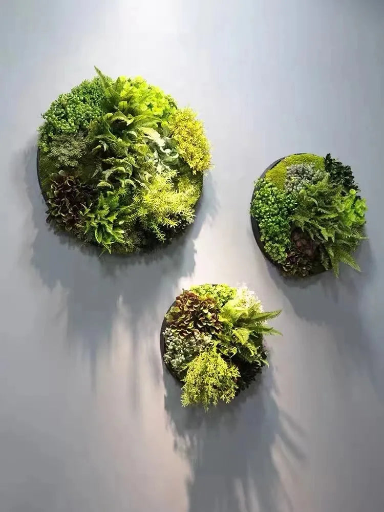 Indoor/Outdoor Home Green Wall Decor Artificial Plant Moss Plastic Grass Flower Leaf Wall Decors