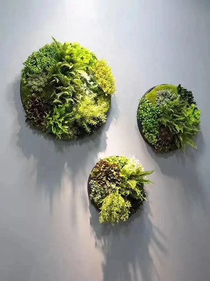 Indoor/Outdoor Home Green Wall Decor Artificial Plant Moss Plastic Grass Flower Leaf Wall Decors