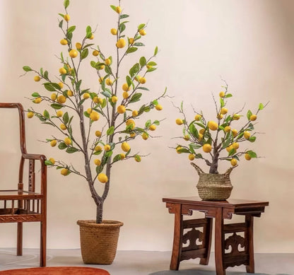 Orangewood Lemon Tree Artificial Plastic Potted Plants Beautiful Plastic Indoor Garden Decor