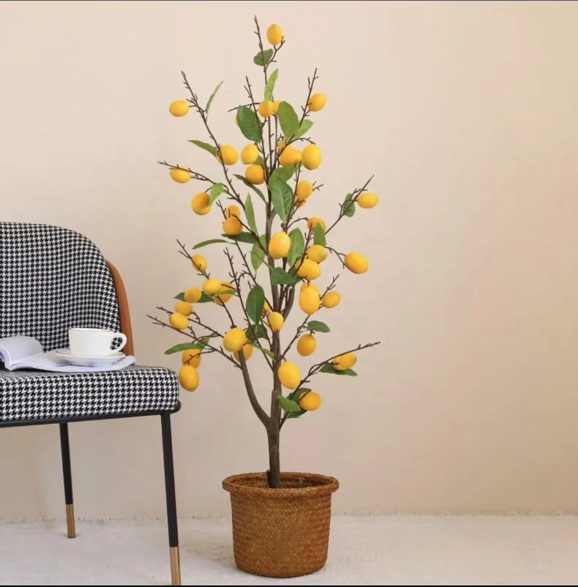 Orangewood Lemon Tree Artificial Plastic Potted Plants Beautiful Plastic Indoor Garden Decor