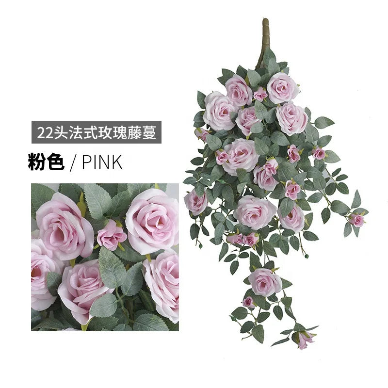 80cm Artificial Rose Vine Fabric Decor Indoor Use Shrubs Plant Elegant Indoor Ornament