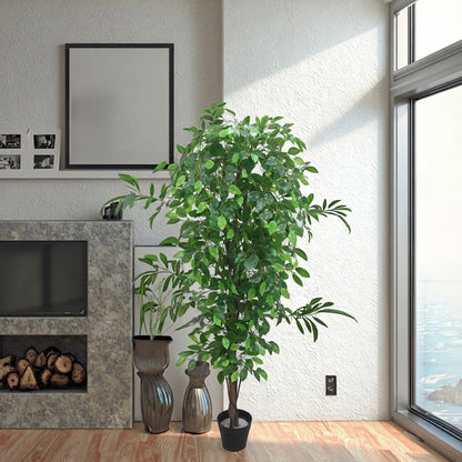 Real Wood Trunk Artificial Ficus Banyan Tree 4m Tall Eco-Friendly Lightweight Durable Plastic Steel Material Water Resistant 5-8