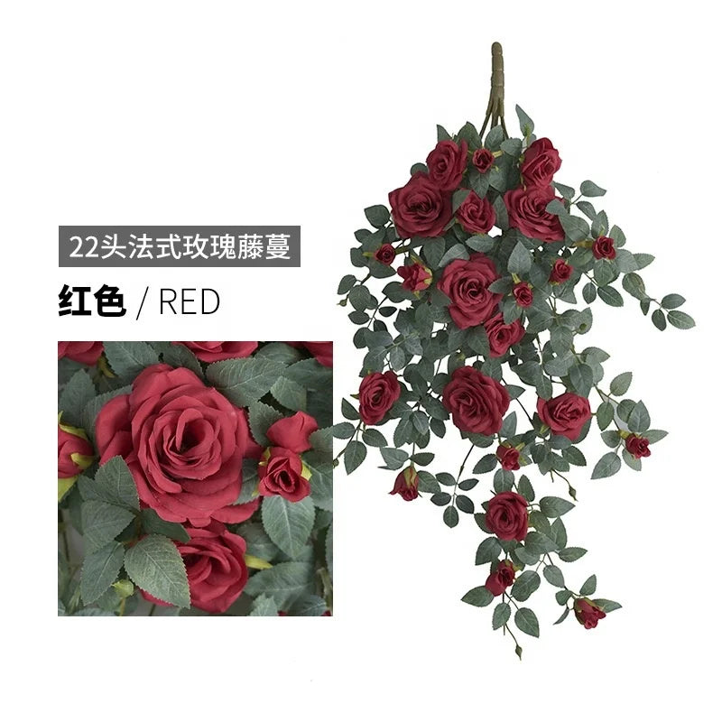 Stylish 80cm Artificial Rose Vine Rattan Wall Decor Unique Fabric Indoor Plants Shrubs OV Brand 3-5 Days Delivery