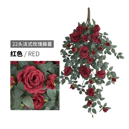 Stylish 80cm Artificial Rose Vine Rattan Wall Decor Unique Fabric Indoor Plants Shrubs OV Brand 3-5 Days Delivery