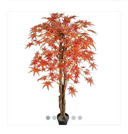 Eco-Friendly High Simulation 6ft Wooden Single-Piece Decorative Artificial Maple Tree Fabric Leaves Plastic Pot for Weddings