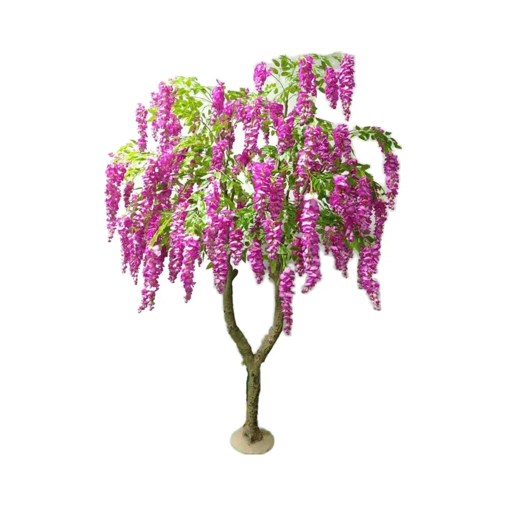 Artificial Cherry Flower Tree Decorative Wisteria Flowers Plant 200cm Height Real Wood Trunk Eco-Friendly High Quality Indoor