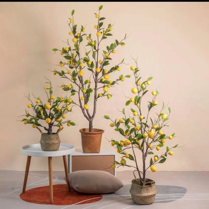 Orangewood Lemon Tree Artificial Plastic Potted Plants Beautiful Plastic Indoor Garden Decor