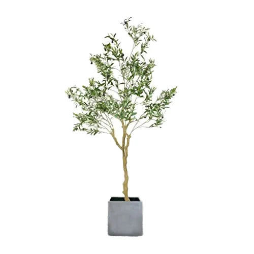 6ft Tall Eco-Friendly Plastic Artificial Olive Tree with Real Wood Trunk Home Decor Indoor Plant