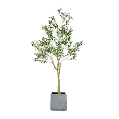 6ft Tall Eco-Friendly Plastic Artificial Olive Tree with Real Wood Trunk Home Decor Indoor Plant