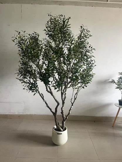 Durable PE Material 200cm Artificial Olive Tree Interior Decorative Potted Plastic Fabric Leaf Plant