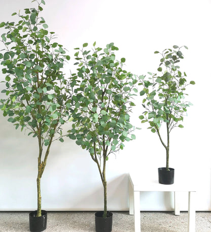 5ft Artificial Eucalyptus Tree Indoor and Outdoor Plastic Decoration Planted Money Tree