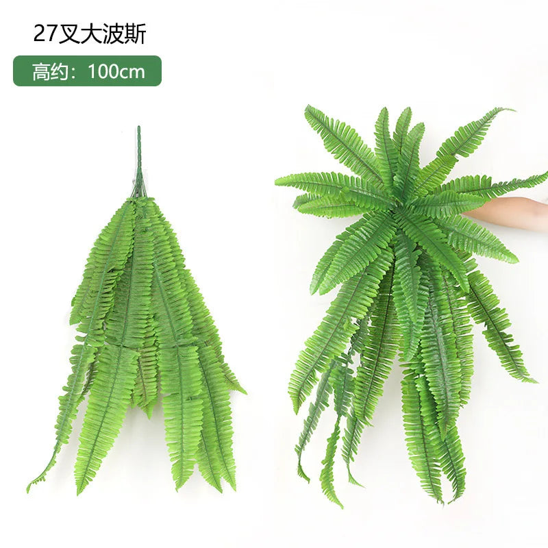 58 cm 24-Head Artificial Silk Ferns 24 Indoor/Outdoor Green Plastic Potted Plant Decorations