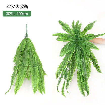 58 cm 24-Head Artificial Silk Ferns 24 Indoor/Outdoor Green Plastic Potted Plant Decorations