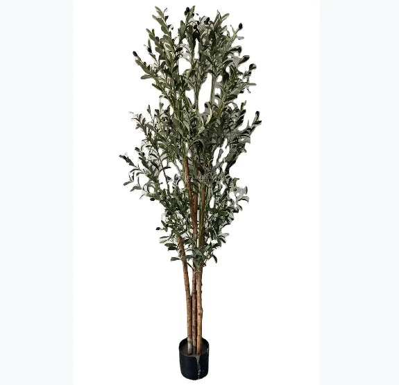 6ft Tall Eco-Friendly Plastic Artificial Olive Tree with Real Wood Trunk Home Decor Indoor Plant