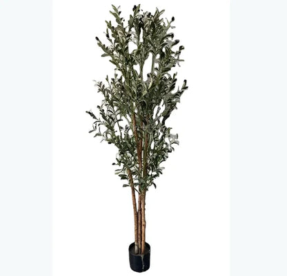6ft Tall Eco-Friendly Plastic Artificial Olive Tree with Real Wood Trunk Home Decor Indoor Plant