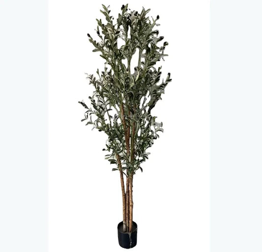 6ft Tall Eco-Friendly Plastic Artificial Olive Tree with Real Wood Trunk Home Decor Indoor Plant