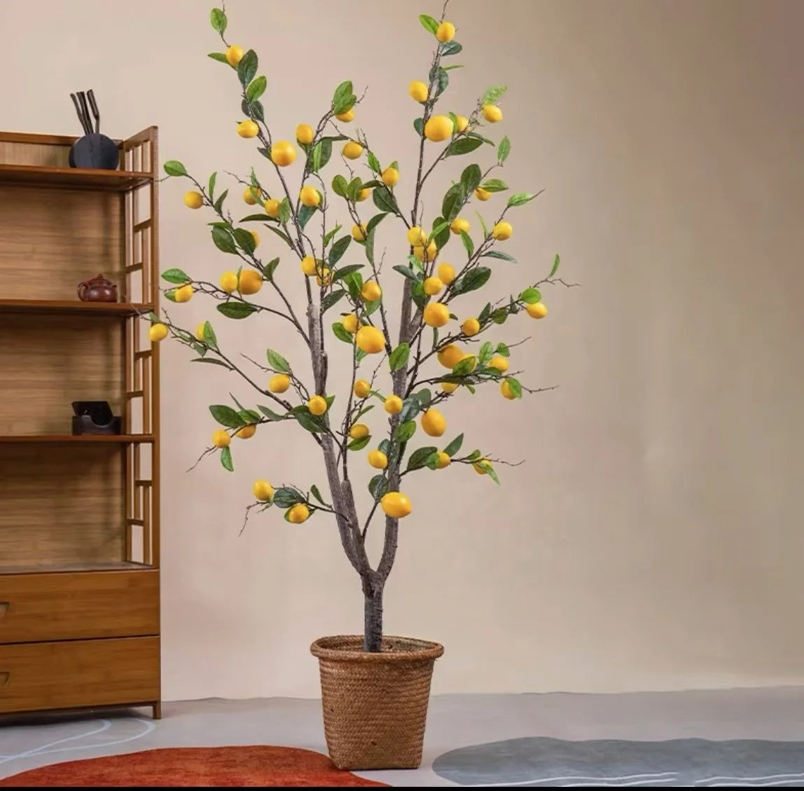 Orangewood Lemon Tree Artificial Plastic Potted Plants Beautiful Plastic Indoor Garden Decor