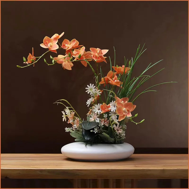 Orchid Fabric Flowers 60x35cm for 2024 Thanksgiving Halloween and Christmas Decorations
