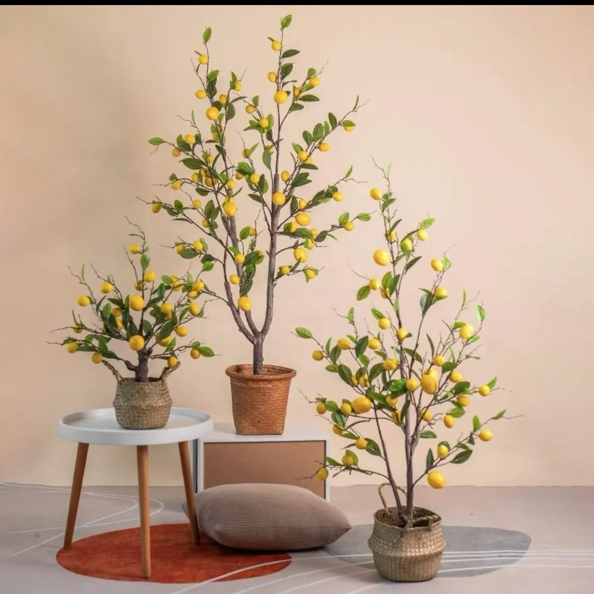 Orangewood Lemon Tree Artificial Plastic Potted Plants Beautiful Plastic Indoor Garden Decor