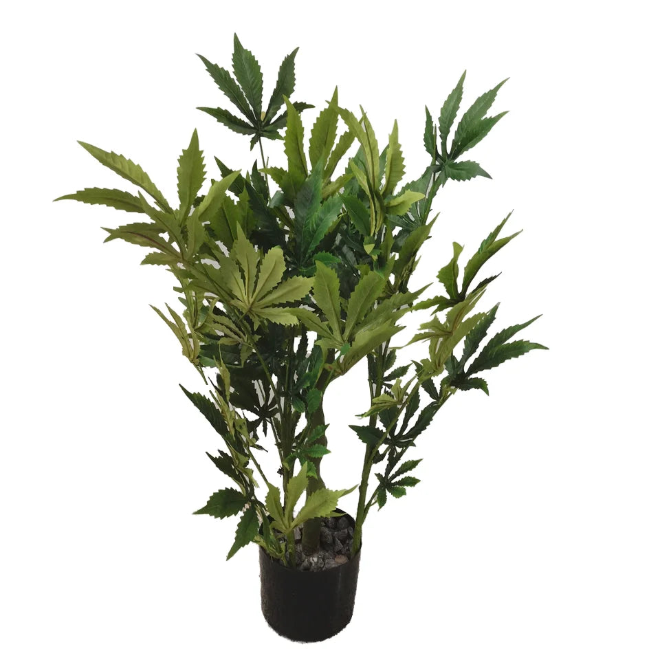 100cm Tall Artificial Plastic Plant Faux Marijuana with Fabric Leaf Unique and Eye-catching Decoration