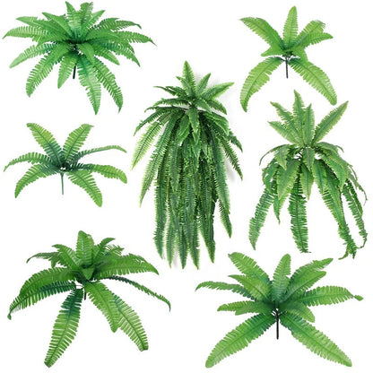 58 cm 24-Head Artificial Silk Ferns 24 Indoor/Outdoor Green Plastic Potted Plant Decorations