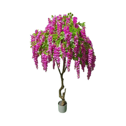 Artificial Cherry Flower Tree Decorative Wisteria Flowers Plant 200cm Height Real Wood Trunk Eco-Friendly High Quality Indoor