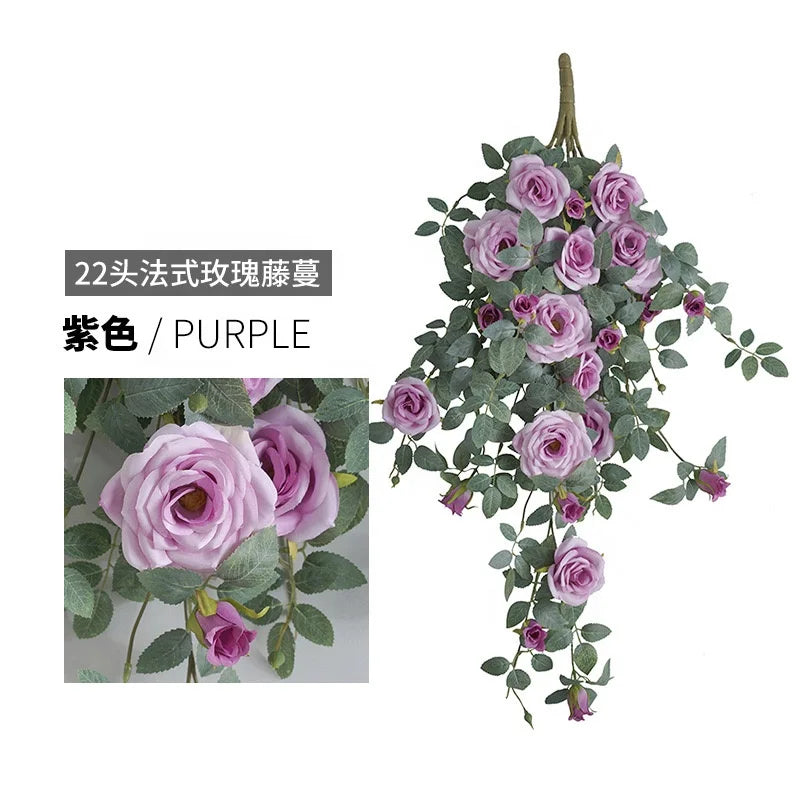 80cm Artificial Rose Vine Fabric Decor Indoor Use Shrubs Plant Elegant Indoor Ornament