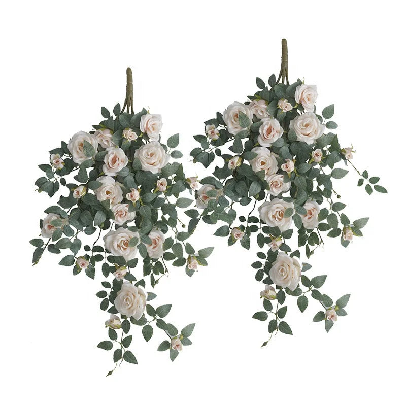 80cm Artificial Rose Vine Fabric Decor Indoor Use Shrubs Plant Elegant Indoor Ornament