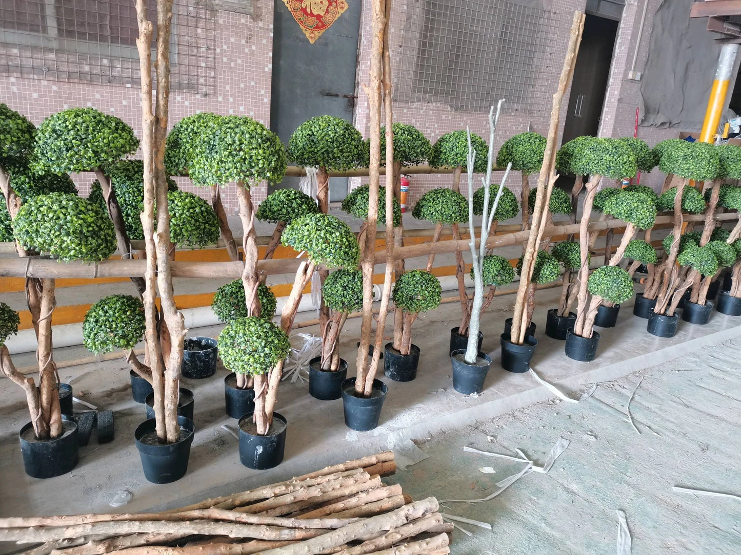 Ttrees Plastic Faxu Balls 80cm Ball Tree Natural Trunk Sakura Artificial Grass Outdoor Wedding Decorations Plastic Steel Leaves