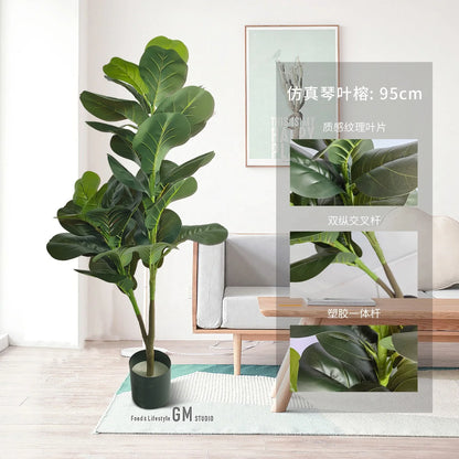 Factory Price Home/Office Decor Natural-Looking Artificial Fiddle Leaf Fig Tree with Plastic Leaves