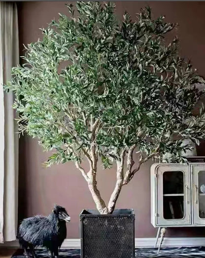 8FT Detachable Artificial Large Olive Tree Decorative Fiberglass Trunk for Hotels for Christmas Decorations