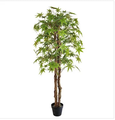 Eco-Friendly High Simulation 6ft Wooden Single-Piece Decorative Artificial Maple Tree Fabric Leaves Plastic Pot for Weddings