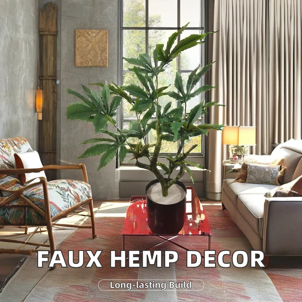 Faxu Home Decor Artificial Hemp Plant Fake Marijuana Plants for Indoor Use